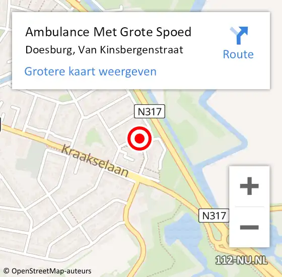 Locatie op kaart van de 112 melding: Ambulance Met Grote Spoed Naar Doesburg, Van Kinsbergenstraat op 22 mei 2019 13:58