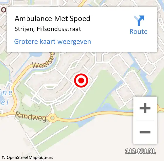 Locatie op kaart van de 112 melding: Ambulance Met Spoed Naar Strijen, Hilsondusstraat op 22 mei 2019 14:02