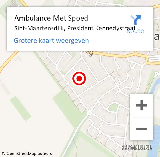 Locatie op kaart van de 112 melding: Ambulance Met Spoed Naar Sint Maartensdijk, President Kennedystraat op 22 mei 2019 14:53