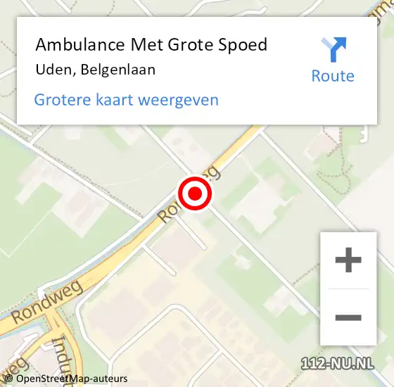 Locatie op kaart van de 112 melding: Ambulance Met Grote Spoed Naar Uden, Belgenlaan op 22 mei 2019 15:07