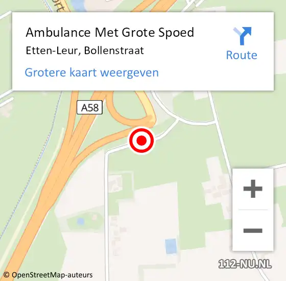 Locatie op kaart van de 112 melding: Ambulance Met Grote Spoed Naar Etten-Leur, Bollenstraat op 22 mei 2019 15:23