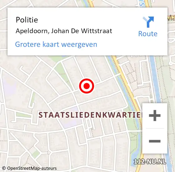 Locatie op kaart van de 112 melding: Politie Apeldoorn, Johan De Wittstraat op 22 mei 2019 17:35