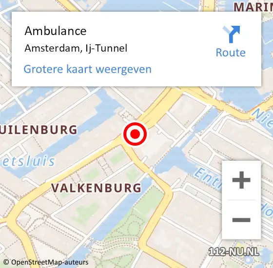 Locatie op kaart van de 112 melding: Ambulance Amsterdam, Ij-Tunnel op 22 mei 2019 18:15