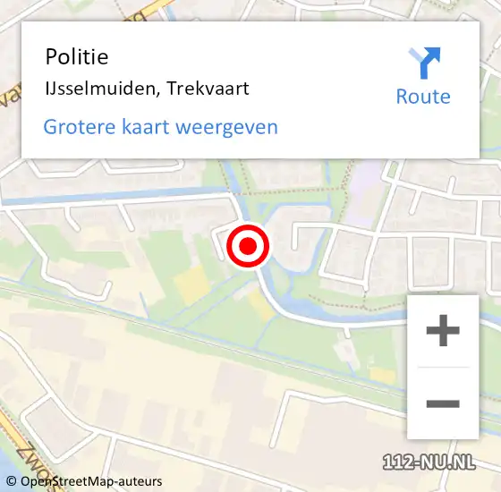 Locatie op kaart van de 112 melding: Politie IJsselmuiden, Trekvaart op 22 mei 2019 19:33
