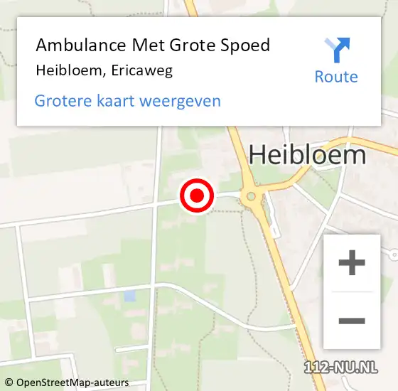 Locatie op kaart van de 112 melding: Ambulance Met Grote Spoed Naar Heibloem, Ericaweg op 22 mei 2019 21:13