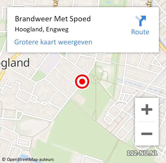 Locatie op kaart van de 112 melding: Brandweer Met Spoed Naar Hoogland, Engweg op 22 mei 2019 22:05