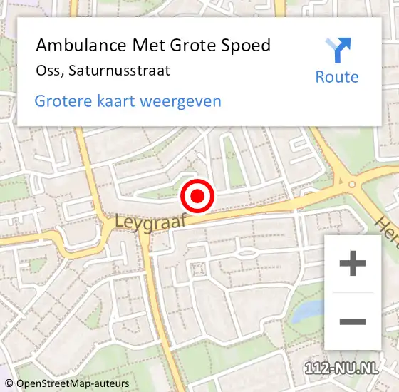 Locatie op kaart van de 112 melding: Ambulance Met Grote Spoed Naar Oss, Saturnusstraat op 22 mei 2019 22:45