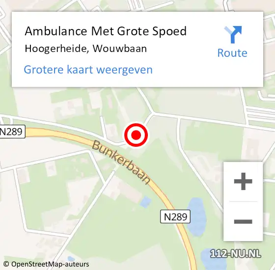 Locatie op kaart van de 112 melding: Ambulance Met Grote Spoed Naar Hoogerheide, Wouwbaan op 23 mei 2019 08:26