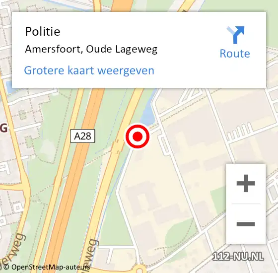 Locatie op kaart van de 112 melding: Politie Amersfoort, Oude Lageweg op 23 mei 2019 10:29