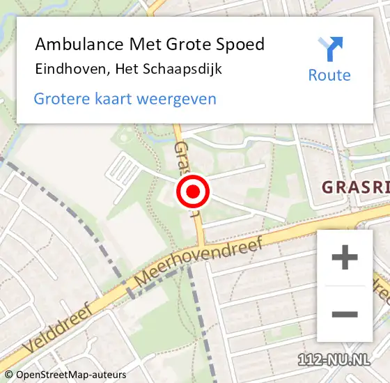 Locatie op kaart van de 112 melding: Ambulance Met Grote Spoed Naar Eindhoven, Het Schaapsdijk op 23 mei 2019 10:49
