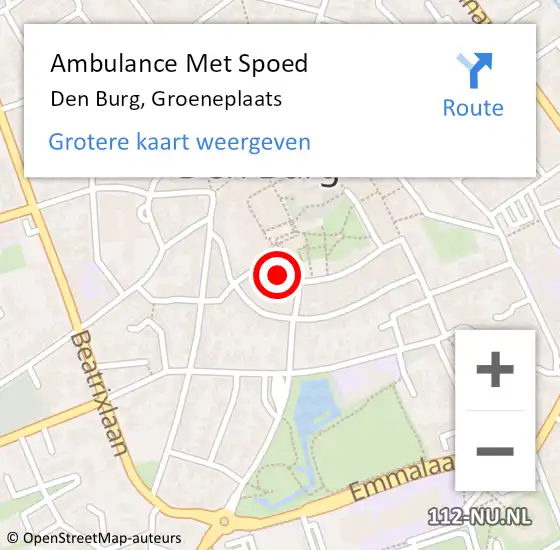 Locatie op kaart van de 112 melding: Ambulance Met Spoed Naar Den Burg, Groeneplaats op 23 mei 2019 11:46