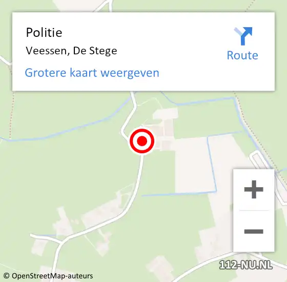 Locatie op kaart van de 112 melding: Politie Veessen, De Stege op 23 mei 2019 13:47