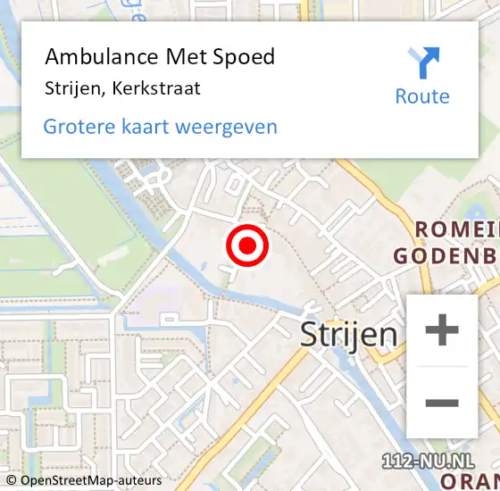 Locatie op kaart van de 112 melding: Ambulance Met Spoed Naar Strijen, Kerkstraat op 23 mei 2019 13:53