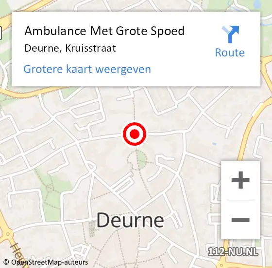 Locatie op kaart van de 112 melding: Ambulance Met Grote Spoed Naar Deurne, Kruisstraat op 23 mei 2019 15:29