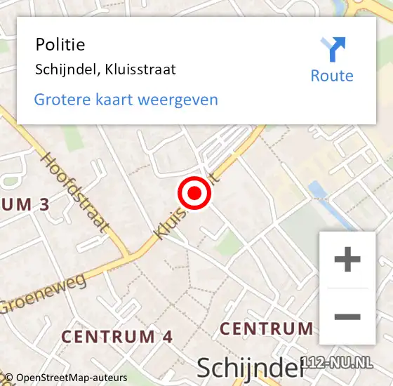 Locatie op kaart van de 112 melding: Politie Schijndel, Kluisstraat op 23 mei 2019 16:09