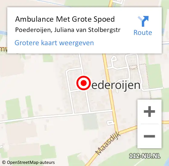 Locatie op kaart van de 112 melding: Ambulance Met Grote Spoed Naar Poederoijen, Juliana Van Stolbergstr op 23 mei 2019 18:32