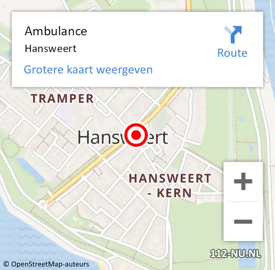 Locatie op kaart van de 112 melding: Ambulance Hansweert op 24 mei 2019 10:52