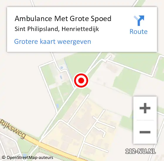 Locatie op kaart van de 112 melding: Ambulance Met Grote Spoed Naar Sint Philipsland, Henriettedijk op 24 mei 2019 14:50