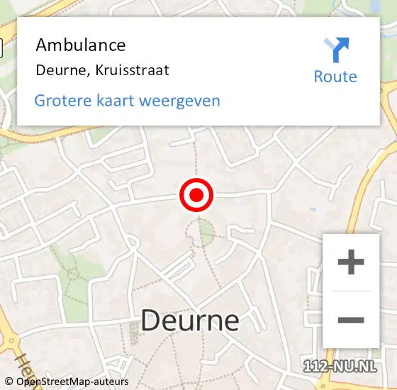 Locatie op kaart van de 112 melding: Ambulance Deurne, Kruisstraat op 24 mei 2019 15:33