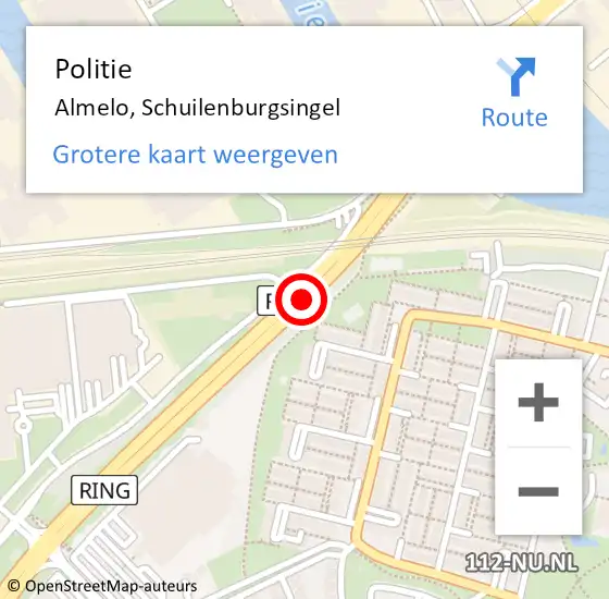 Locatie op kaart van de 112 melding: Politie Almelo, Schuilenburgsingel op 24 mei 2019 16:26