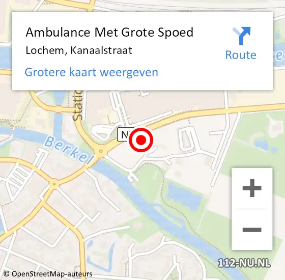Locatie op kaart van de 112 melding: Ambulance Met Grote Spoed Naar Lochem, Kanaalstraat op 24 mei 2019 18:15
