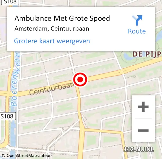 Locatie op kaart van de 112 melding: Ambulance Met Grote Spoed Naar Amsterdam, Ceintuurbaan op 24 mei 2019 20:42