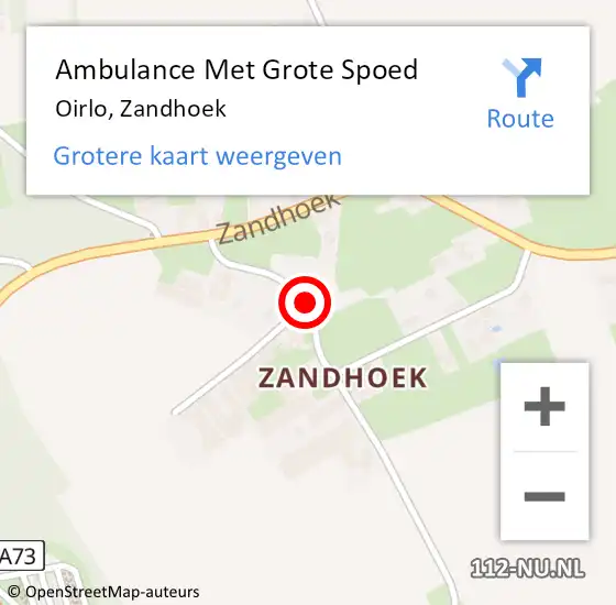 Locatie op kaart van de 112 melding: Ambulance Met Grote Spoed Naar Oirlo, Zandhoek op 24 mei 2019 21:26