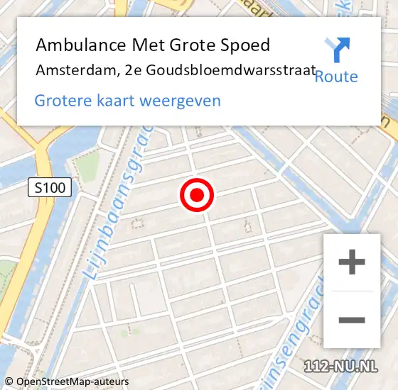Locatie op kaart van de 112 melding: Ambulance Met Grote Spoed Naar Amsterdam, 2e Goudsbloemdwarsstraat op 25 mei 2019 00:35