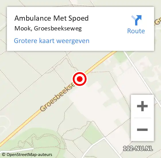Locatie op kaart van de 112 melding: Ambulance Met Spoed Naar Mook, Groesbeekseweg op 25 mei 2019 01:19