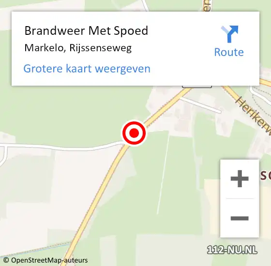 Locatie op kaart van de 112 melding: Brandweer Met Spoed Naar Markelo, Rijssenseweg op 25 mei 2019 06:35