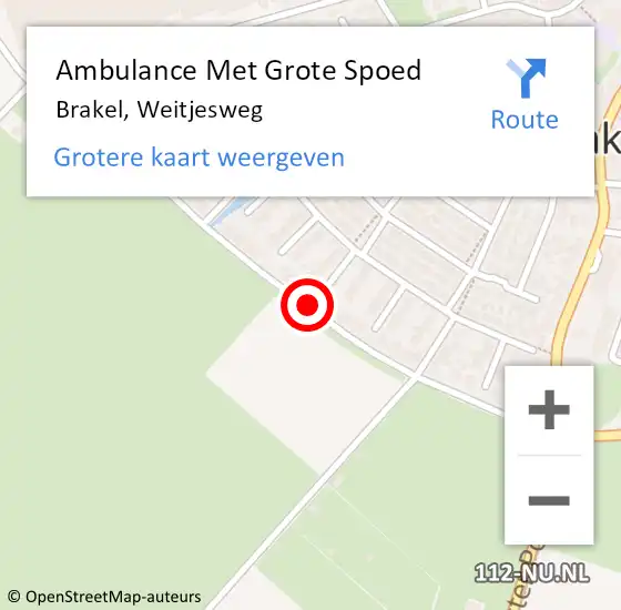 Locatie op kaart van de 112 melding: Ambulance Met Grote Spoed Naar Brakel, Weitjesweg op 25 mei 2019 08:32