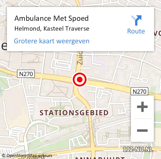 Locatie op kaart van de 112 melding: Ambulance Met Spoed Naar Helmond, Kasteel Traverse op 25 mei 2019 10:55