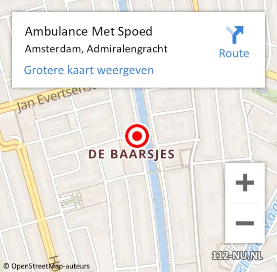 Locatie op kaart van de 112 melding: Ambulance Met Spoed Naar Amsterdam, Admiralengracht op 25 mei 2019 11:49