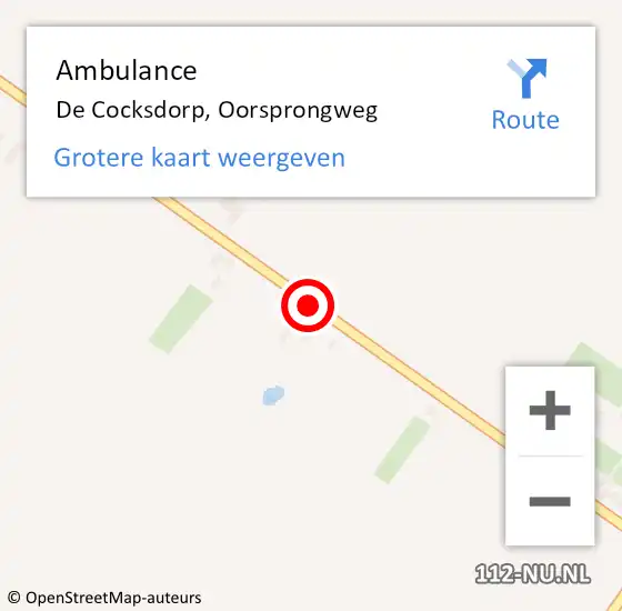 Locatie op kaart van de 112 melding: Ambulance De Cocksdorp, Oorsprongweg op 25 mei 2019 12:03