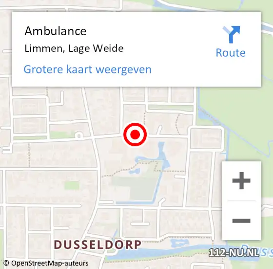 Locatie op kaart van de 112 melding: Ambulance Limmen, Lage Weide op 25 mei 2019 13:16