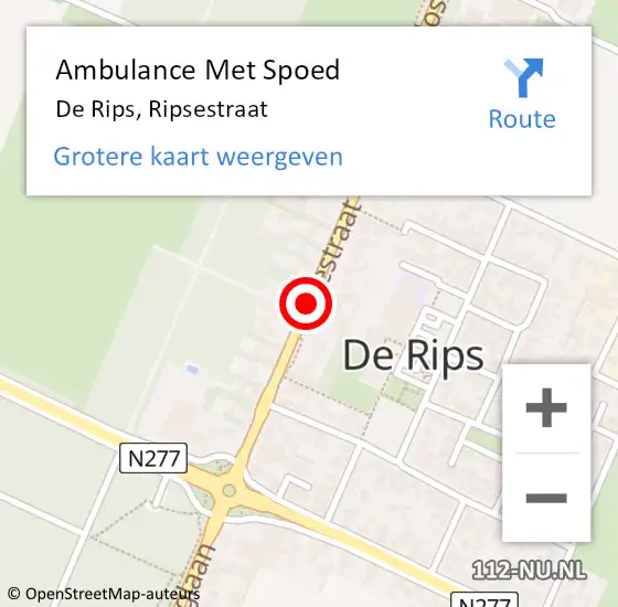 Locatie op kaart van de 112 melding: Ambulance Met Spoed Naar De Rips, Ripsestraat op 25 mei 2019 13:34