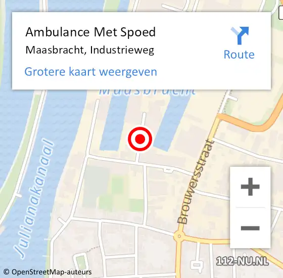 Locatie op kaart van de 112 melding: Ambulance Met Spoed Naar Maasbracht, Industrieweg op 25 mei 2019 15:20