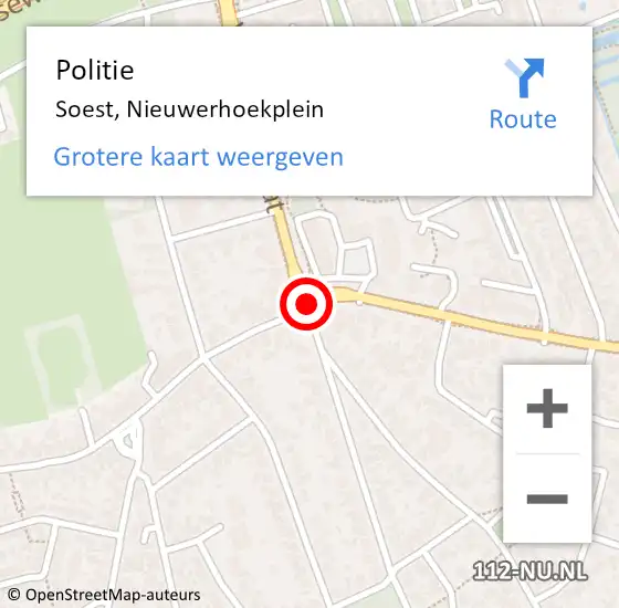 Locatie op kaart van de 112 melding: Politie Soest, Nieuwerhoekplein op 25 mei 2019 16:02