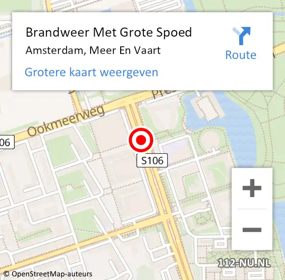 Locatie op kaart van de 112 melding: Brandweer Met Grote Spoed Naar Amsterdam, Meer En Vaart op 25 mei 2019 16:36