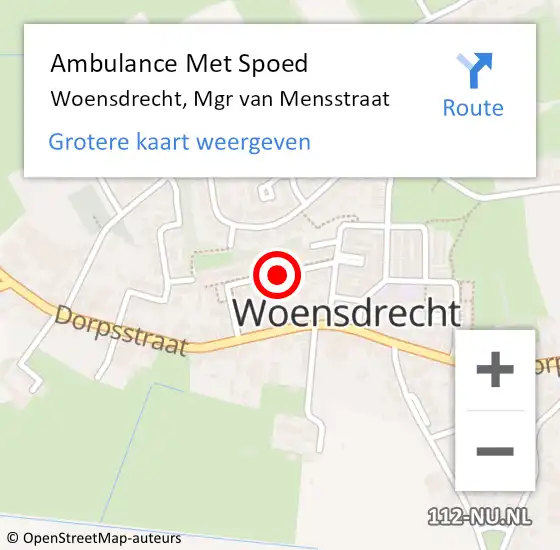 Locatie op kaart van de 112 melding: Ambulance Met Spoed Naar Woensdrecht, Mgr van Mensstraat op 26 mei 2019 00:06