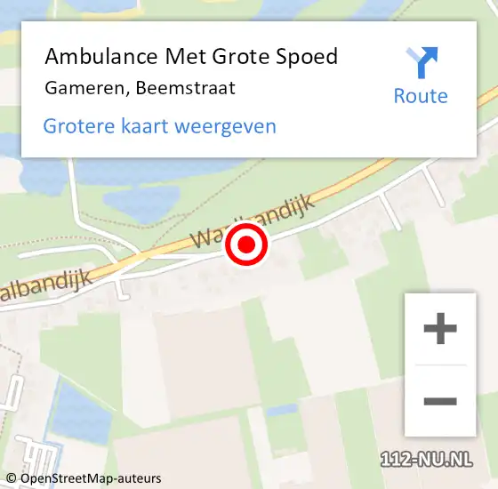 Locatie op kaart van de 112 melding: Ambulance Met Grote Spoed Naar Gameren, Beemstraat op 26 mei 2019 01:52