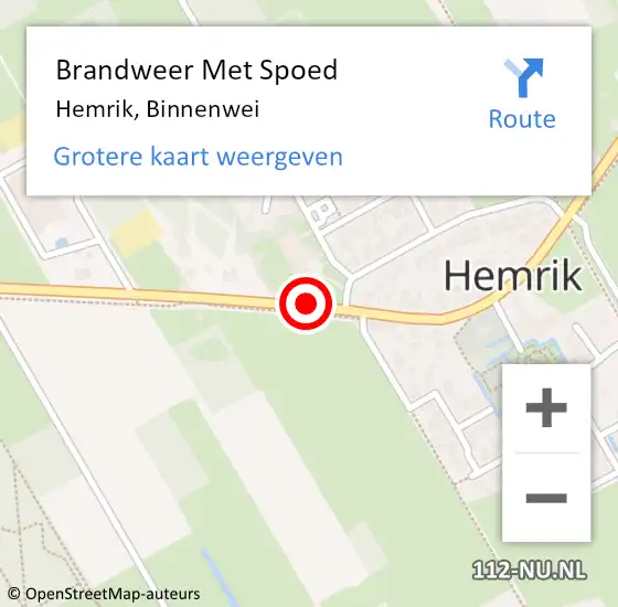 Locatie op kaart van de 112 melding: Brandweer Met Spoed Naar Hemrik, Binnenwei op 26 mei 2019 02:14