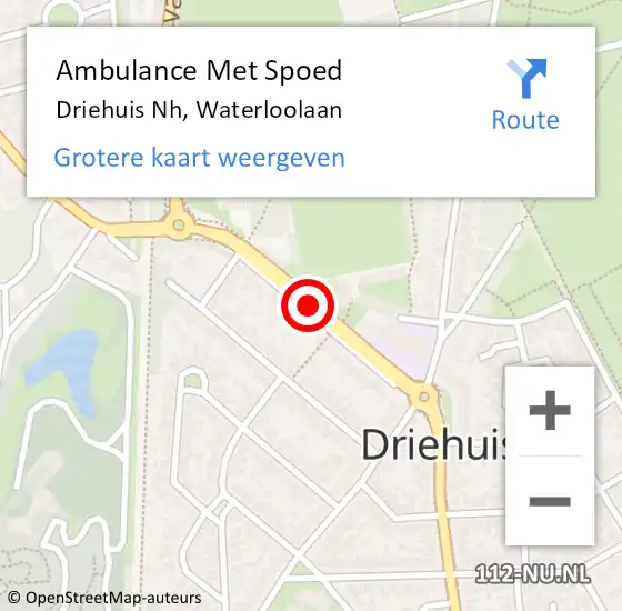 Locatie op kaart van de 112 melding: Ambulance Met Spoed Naar Driehuis Nh, Waterloolaan op 26 mei 2019 02:32