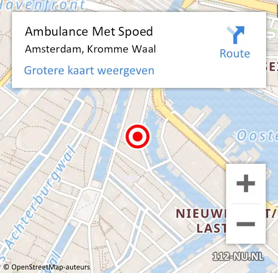 Locatie op kaart van de 112 melding: Ambulance Met Spoed Naar Amsterdam, Kromme Waal op 26 mei 2019 04:40