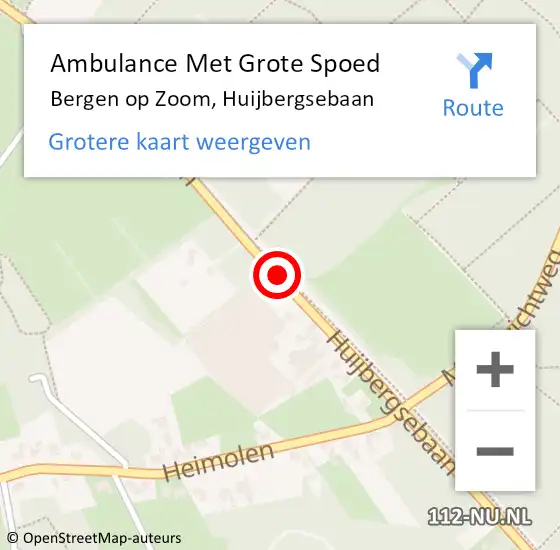 Locatie op kaart van de 112 melding: Ambulance Met Grote Spoed Naar Bergen op Zoom, Huijbergsebaan op 26 mei 2019 08:09