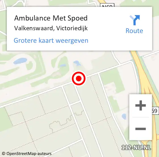 Locatie op kaart van de 112 melding: Ambulance Met Spoed Naar Valkenswaard, Victoriedijk op 26 mei 2019 11:41