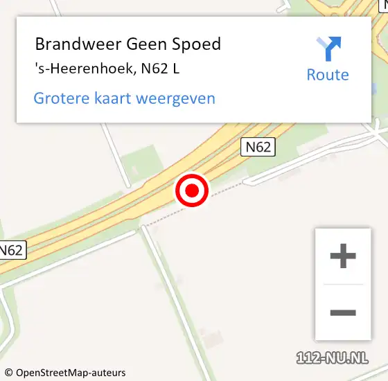 Locatie op kaart van de 112 melding: Brandweer Geen Spoed Naar 's-Heerenhoek, N62 L op 26 mei 2019 12:36