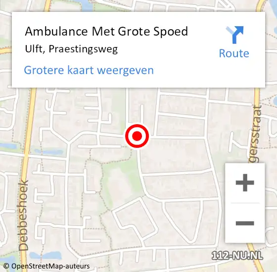 Locatie op kaart van de 112 melding: Ambulance Met Grote Spoed Naar Ulft, Praestingsweg op 26 mei 2019 12:39