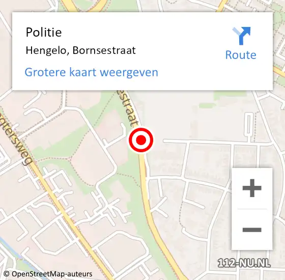 Locatie op kaart van de 112 melding: Politie Hengelo Ov, Bornsestraat op 26 mei 2019 15:52