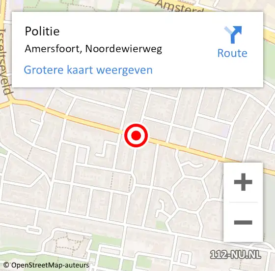 Locatie op kaart van de 112 melding: Politie Amersfoort, Noordewierweg op 26 mei 2019 16:30